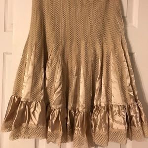 NWT Satin and Lace Champagne Skirt
